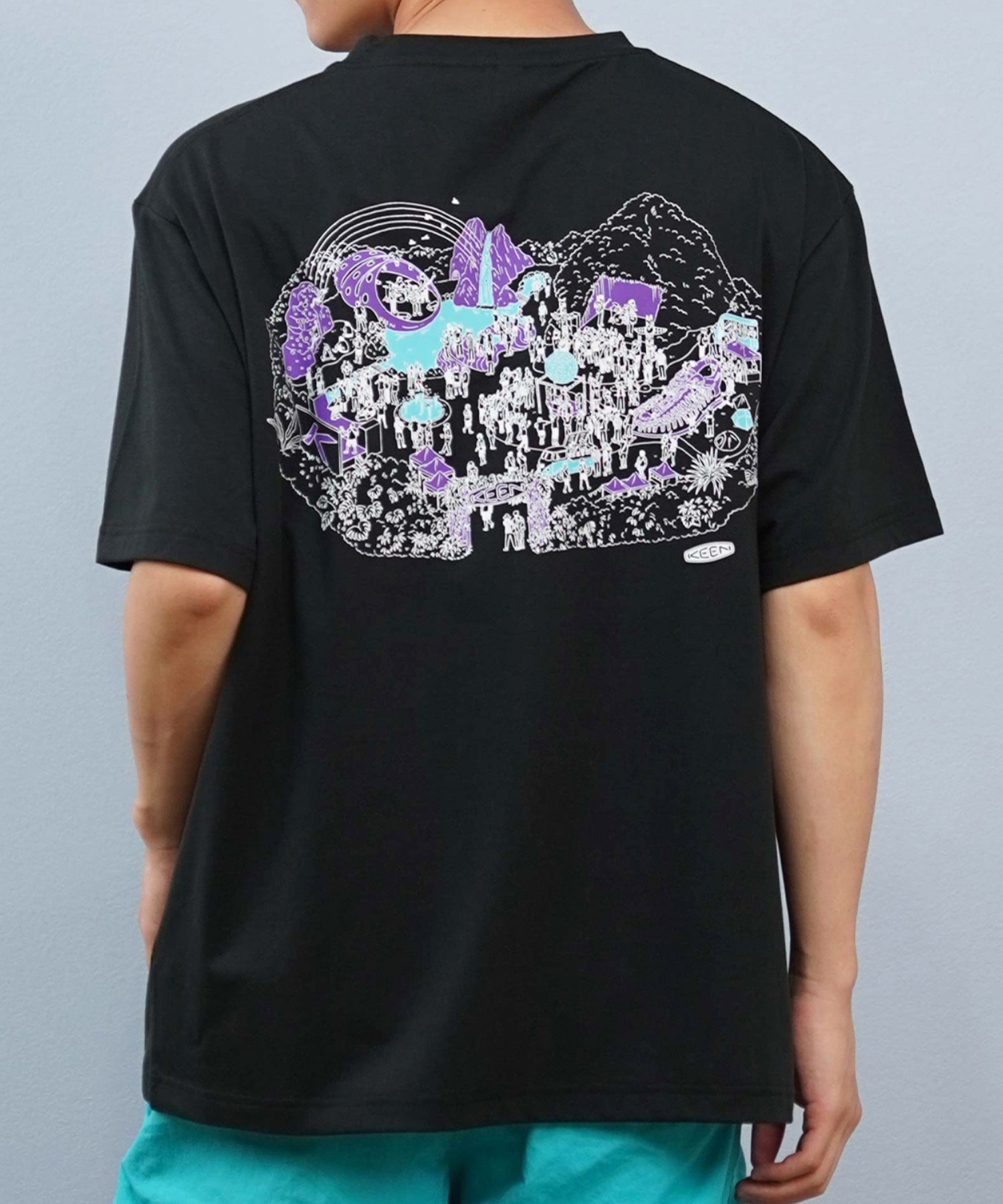 KEEN キーン 半袖 Tシャツ メンズ バックプリント 高機能 吸水速乾