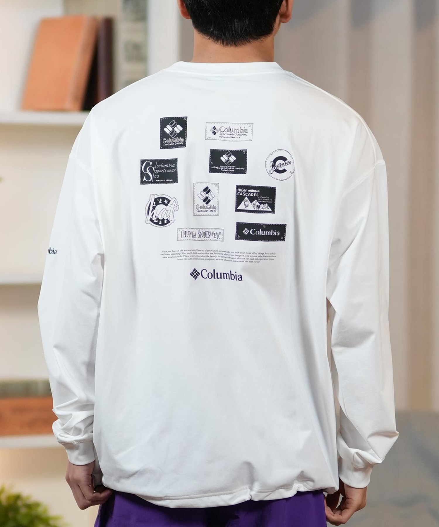 Columbia コロンビア 長袖 Tシャツ メンズ ロンT バックプリント 水陸