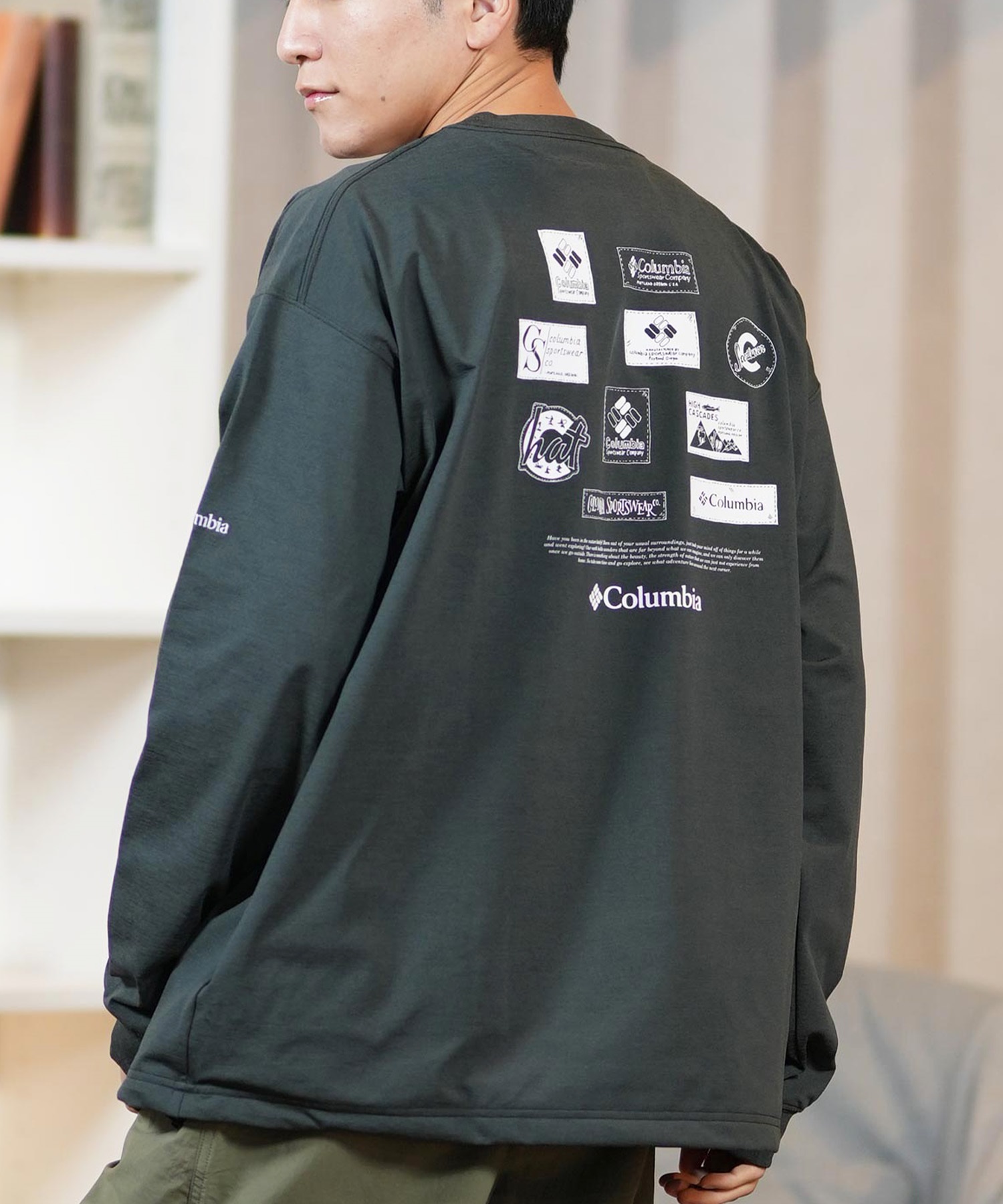 Columbia コロンビア 長袖 Tシャツ メンズ ロンT バックプリント 水陸