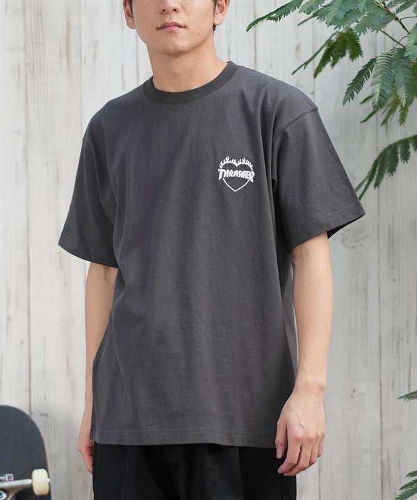 THRASHER スラッシャー 半袖 Tシャツ メンズ フロント刺繍 オーバーサイズ 252TH1ST040 ムラサキスポーツ限定