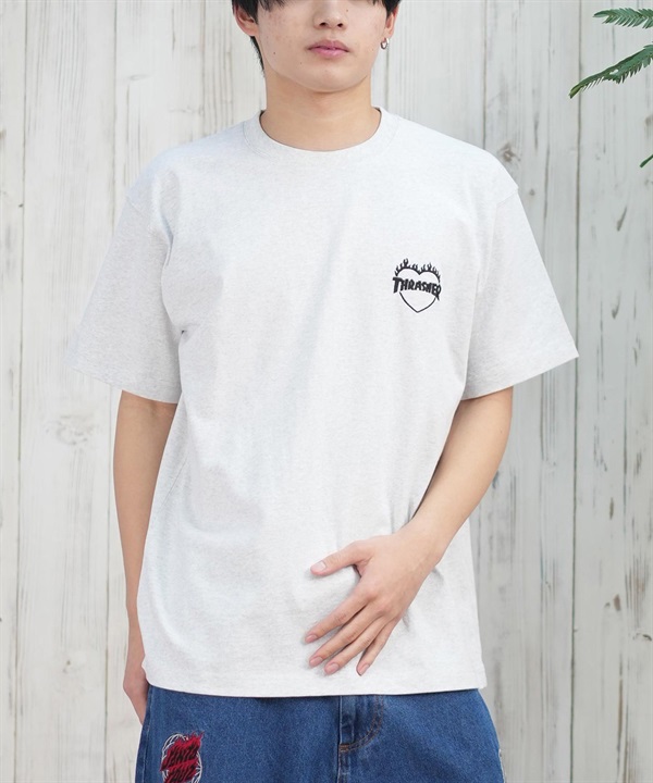 THRASHER スラッシャー 半袖 Tシャツ メンズ フロント刺繍 オーバーサイズ 252TH1ST040 ムラサキスポーツ限定