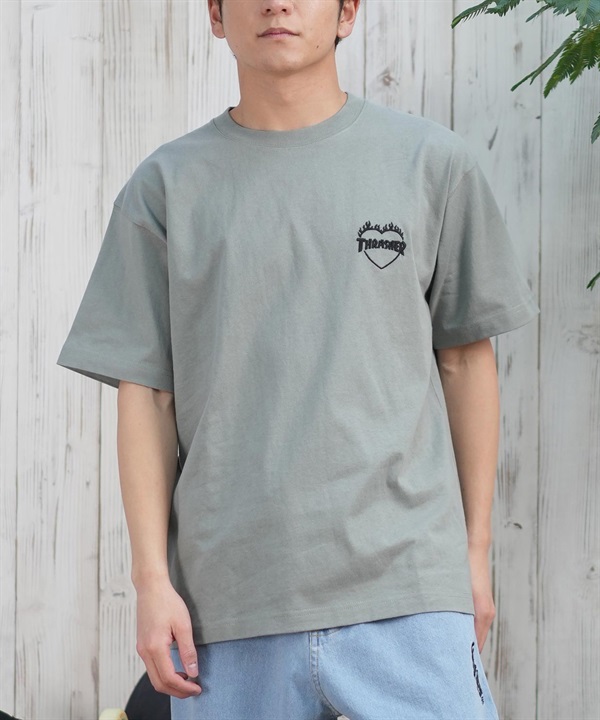 THRASHER スラッシャー 半袖 Tシャツ メンズ フロント刺繍 オーバーサイズ 252TH1ST040 ムラサキスポーツ限定