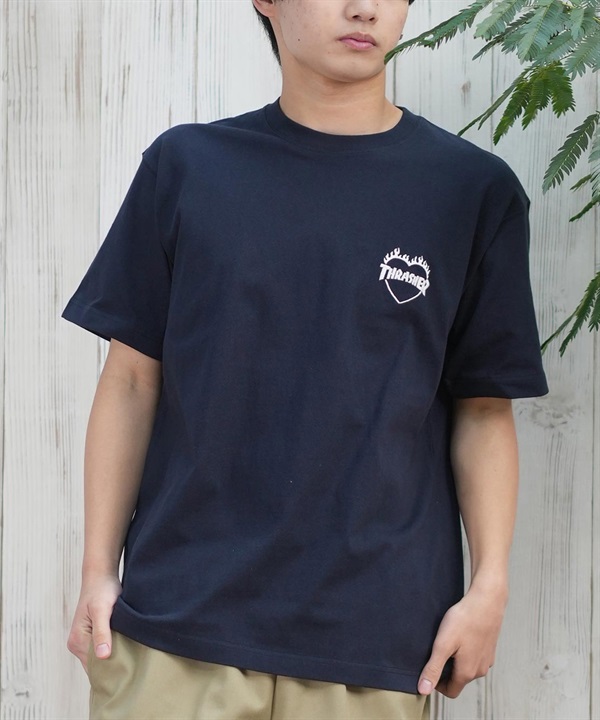 THRASHER スラッシャー 半袖 Tシャツ メンズ フロント刺繍 オーバーサイズ 252TH1ST040 ムラサキスポーツ限定