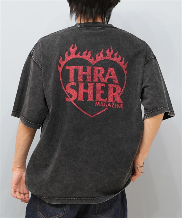 THRASHER スラッシャー 半袖 Tシャツ メンズ バックプリント オーバーサイズ ヴィンテージ加工 253TH1ST044 ムラサキスポーツ限定