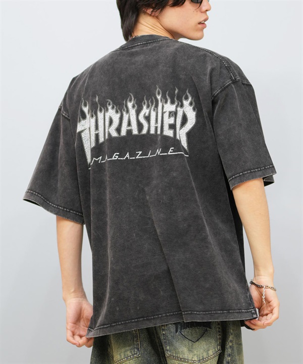THRASHER スラッシャー 半袖 Tシャツ メンズ バックプリント オーバーサイズ ヴィンテージ加工 253TH1ST045 ムラサキスポーツ限定