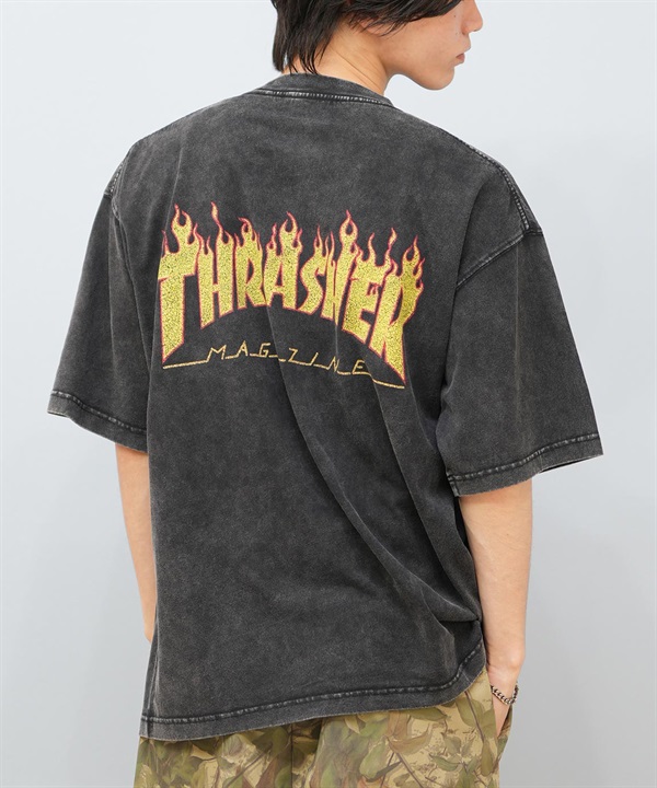 THRASHER スラッシャー 半袖 Tシャツ メンズ バックプリント オーバーサイズ ヴィンテージ加工 253TH1ST045 ムラサキスポーツ限定