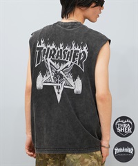 THRASHER スラッシャー タンクトップ メンズ バックプリント オーバーサイズ ヴィンテージ加工 253TH1ST046 ムラサキスポーツ限定(BLK-1-M)