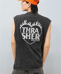 THRASHER スラッシャー タンクトップ メンズ バックプリント オーバーサイズ ヴィンテージ加工 253TH1ST046 ムラサキスポーツ限定(BLK-1-M)