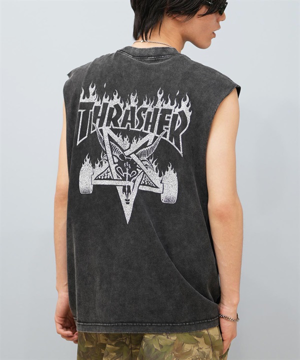 THRASHER スラッシャー タンクトップ メンズ バックプリント オーバーサイズ ヴィンテージ加工 253TH1ST046 ムラサキスポーツ限定