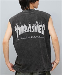 THRASHER スラッシャー タンクトップ メンズ バックプリント オーバーサイズ ヴィンテージ加工 253TH1ST046 ムラサキスポーツ限定(BLK-3-M)