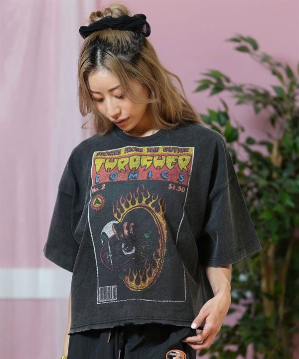 THRASHER スラッシャー 半袖 Tシャツ レディース コミックプリント クロップド丈 252TH2ST026