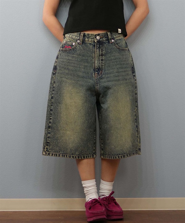 THRASHER スラッシャー ハーフパンツ ショートパンツ レディース ユニセックス デニム パンツ Gパン 刺しゅう 253TH2SP043