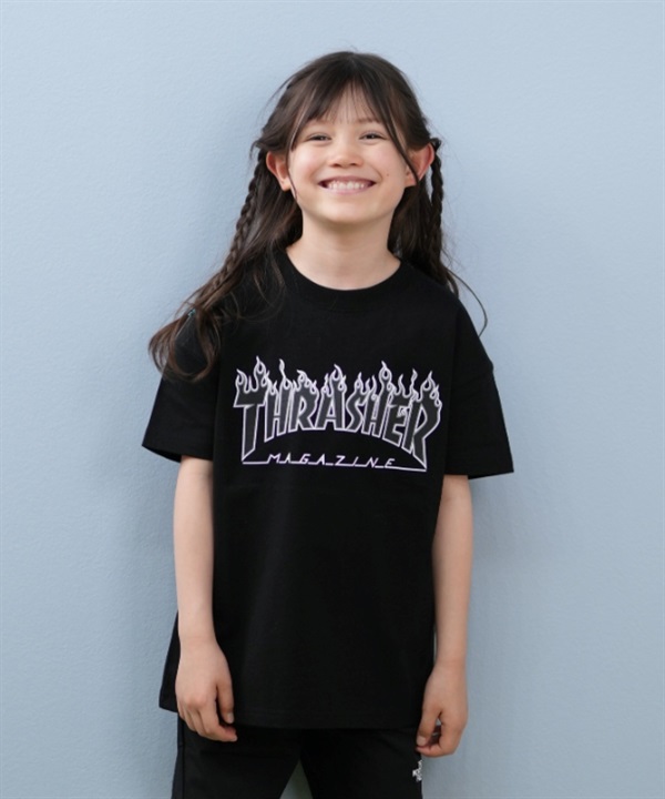 THRASHER スラッシャー 半袖 Tシャツ キッズ ジュニア FRAME LOGO SS T 25S401-42