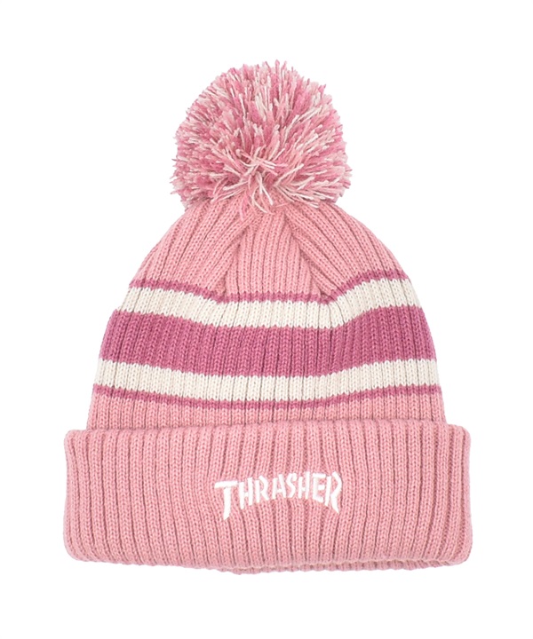 THRASHER スラッシャー ビーニー ニットキャップ ニット帽 帽子 キッズ ジュニア 子供 ポンポン ロゴ 25TH-N56K