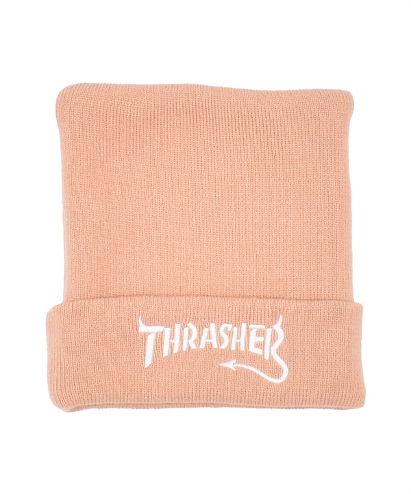 THRASHER スラッシャー ビーニー ニットキャップ ニット帽 帽子 キッズ ジュニア 子供 スクエア 猫耳 Devil Tail LOGO 25TH-N57K