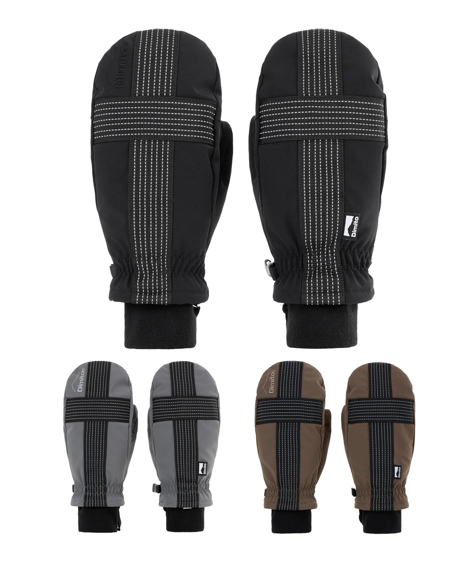 DIMITO ディミト REFLECTIVE CROSS BAND MITTEN スノーボード グローブ ユニセックス ムラサキスポーツ 25-26モデル(BLACK-S)