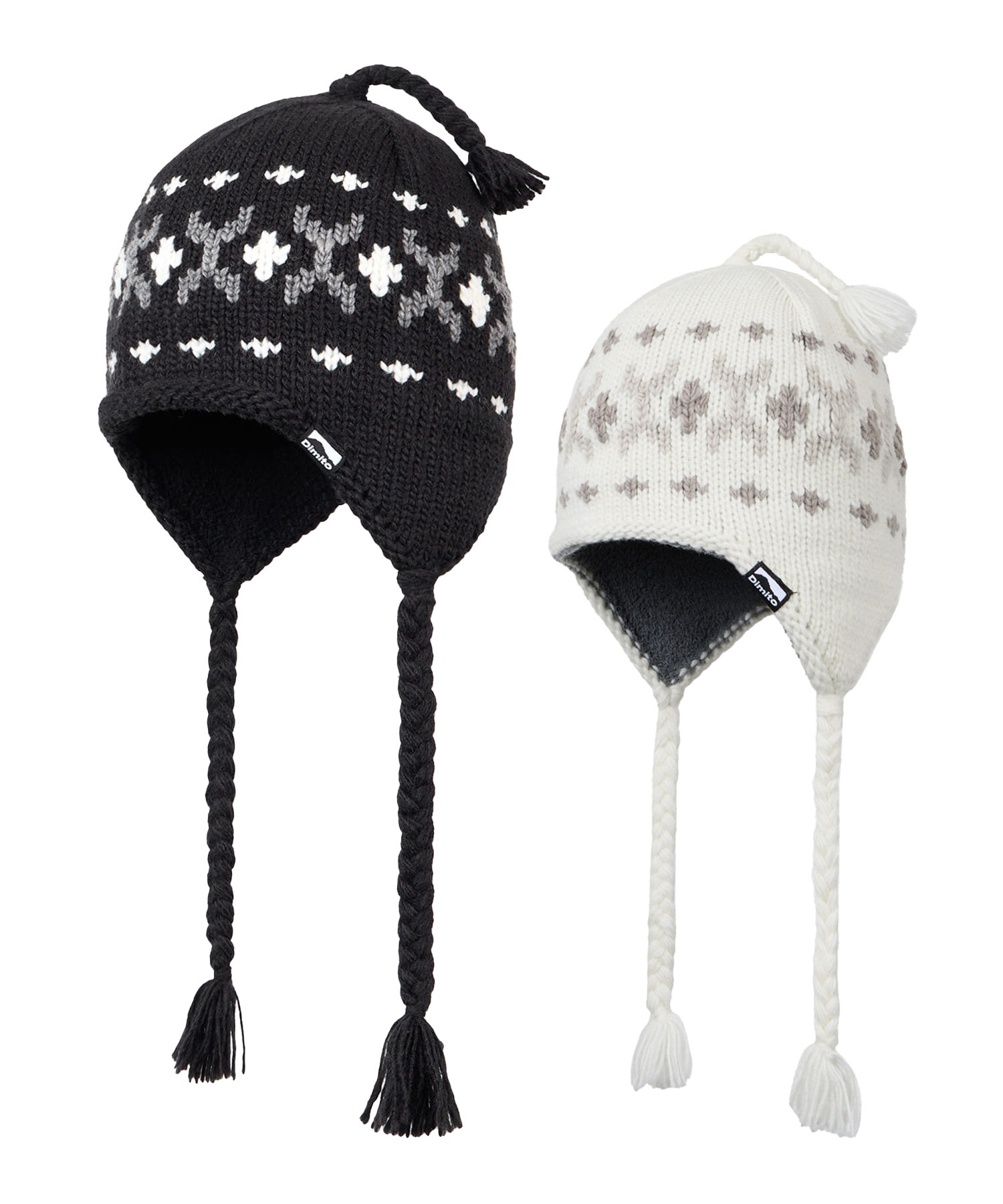 DIMITO ディミト SIMPLE CROCHET EAR FLAP BEANIE スノーボード ビーニー ニットキャップ ユニセックス ムラサキスポーツ 25-26モデル(BLACK-FREE)