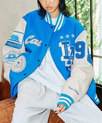 DEAR LAUREL ディアローレル × Pla-Jac プラジャック アウター スタジャン メンズ スタジアム ジャケット 防風 LA VARSITY JACKET D25F-0101(BL/WT-M)