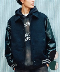 DEAR LAUREL ディアローレル × Pla-Jac プラジャック アウター スタジャン メンズ スタジアム ジャケット 防風 VARSITY JACKET D25F-0102(BK/BK-M)