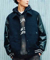 DEAR LAUREL ディアローレル × Pla-Jac プラジャック アウター スタジャン メンズ スタジアム ジャケット 防風 VARSITY JACKET D25F-0102(BK/BK-M)