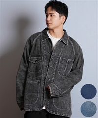 DEAR LAUREL ディアローレル デニム ジャケット Gジャン メンズ シンプル D25F-0104 ムラサキスポーツ限定(BLK-M)