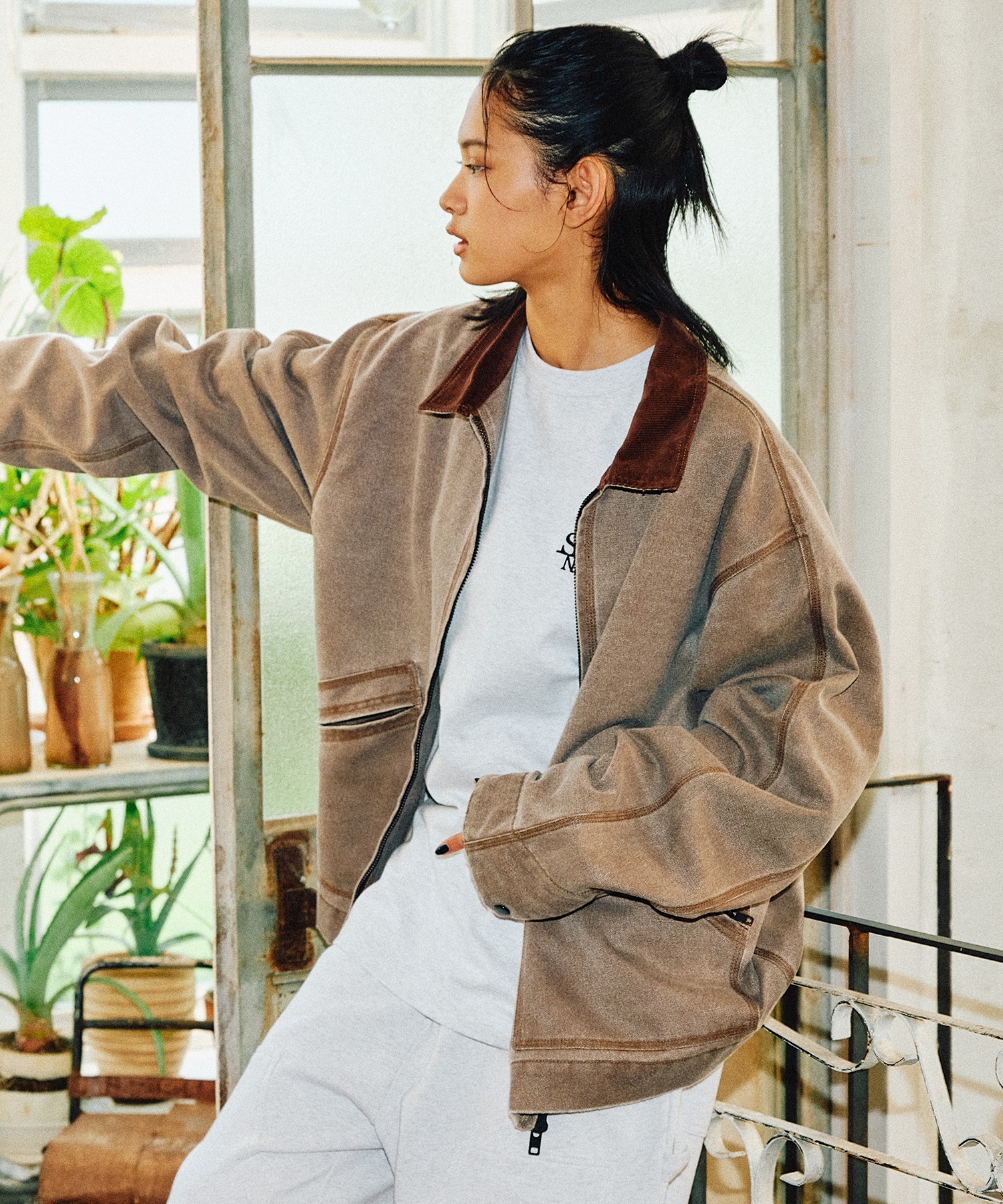 DEAR LAUREL ディアローレル アウター ワークジャケット メンズ ジップアップ DUCK WORK JACKET D25F-0106(BRN-M)