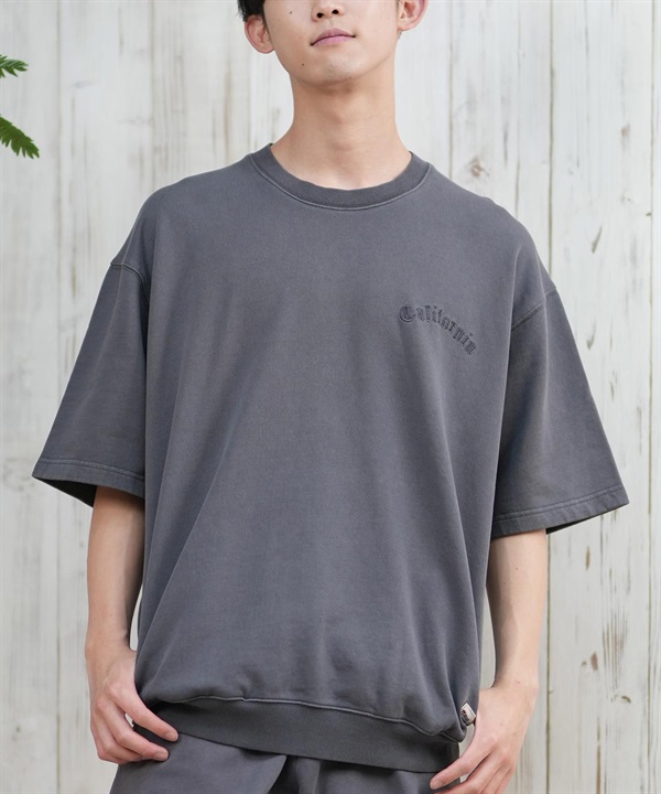 DEAR LAUREL ディアローレル トレーナー メンズ 半袖 クルーネック スウェットシャツ CAL PIGMENT S S CREW セットアップ対応 D25S1101
