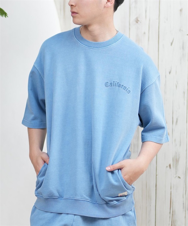 DEAR LAUREL ディアローレル トレーナー メンズ 半袖 クルーネック スウェットシャツ CAL PIGMENT S S CREW セットアップ対応 D25S1101