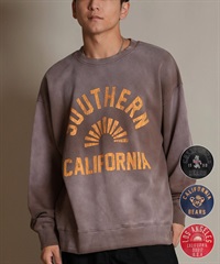 DEAR LAUREL ディアローレル トレーナー スウェット メンズ クルーネック カレッジロゴ風 ヴィンテージ加工 裏毛 Vintage Crew D25F-1101(BLK-M)