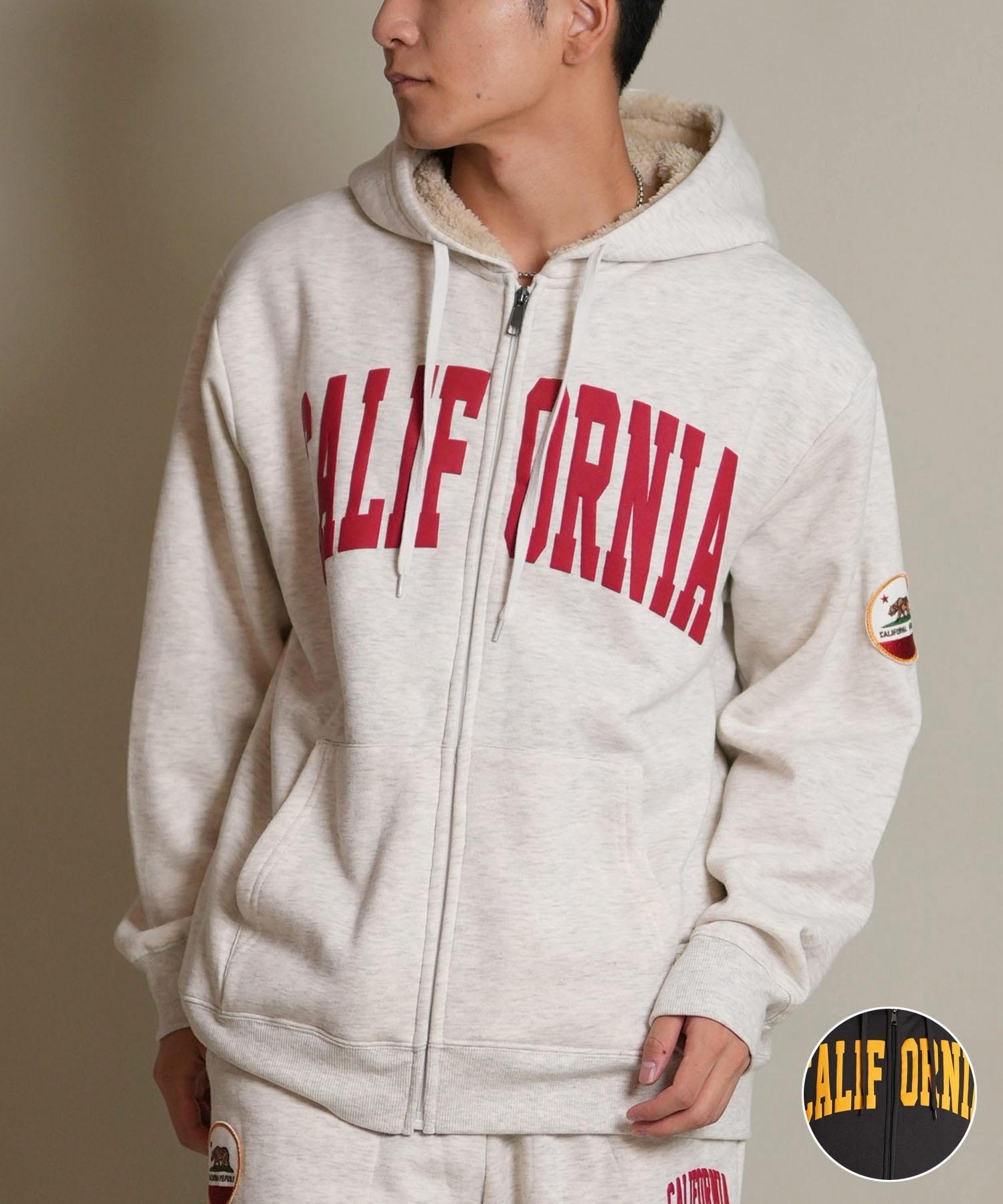 DEAR LAUREL ディアローレル ジップアップ パーカー メンズ ボア セットアップ対応 D25F-1201(BLK-M)