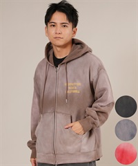 DEAR LAUREL ディアローレル ジップアップ パーカー メンズ 古着風 ヴィンテージ加工 D25F-1203 ムラサキスポーツ限定(BLK-M)