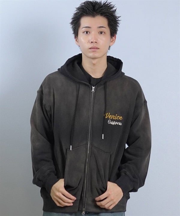 DEAR LAUREL ディアローレル ジップアップ パーカー メンズ 古着風 ヴィンテージ加工 D25F-1203 ムラサキスポーツ限定