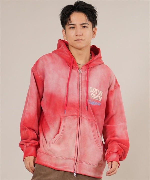 DEAR LAUREL ディアローレル ジップアップ パーカー メンズ 古着風 ヴィンテージ加工 D25F-1203 ムラサキスポーツ限定