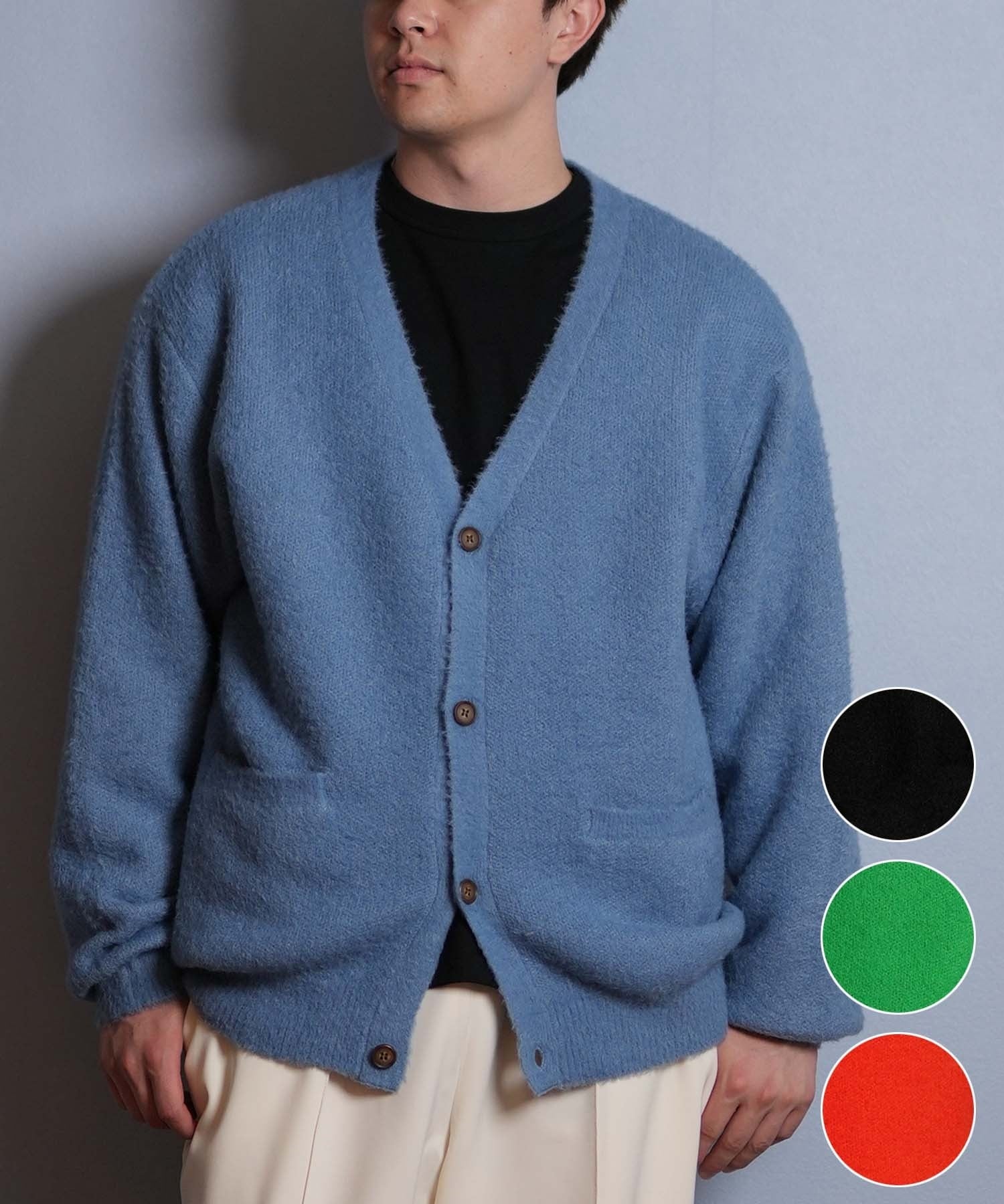 DEAR LAUREL ディアローレル カーディガン ニット セーター メンズ KNIT CARDIGAN D25F-1302(BLK-M)