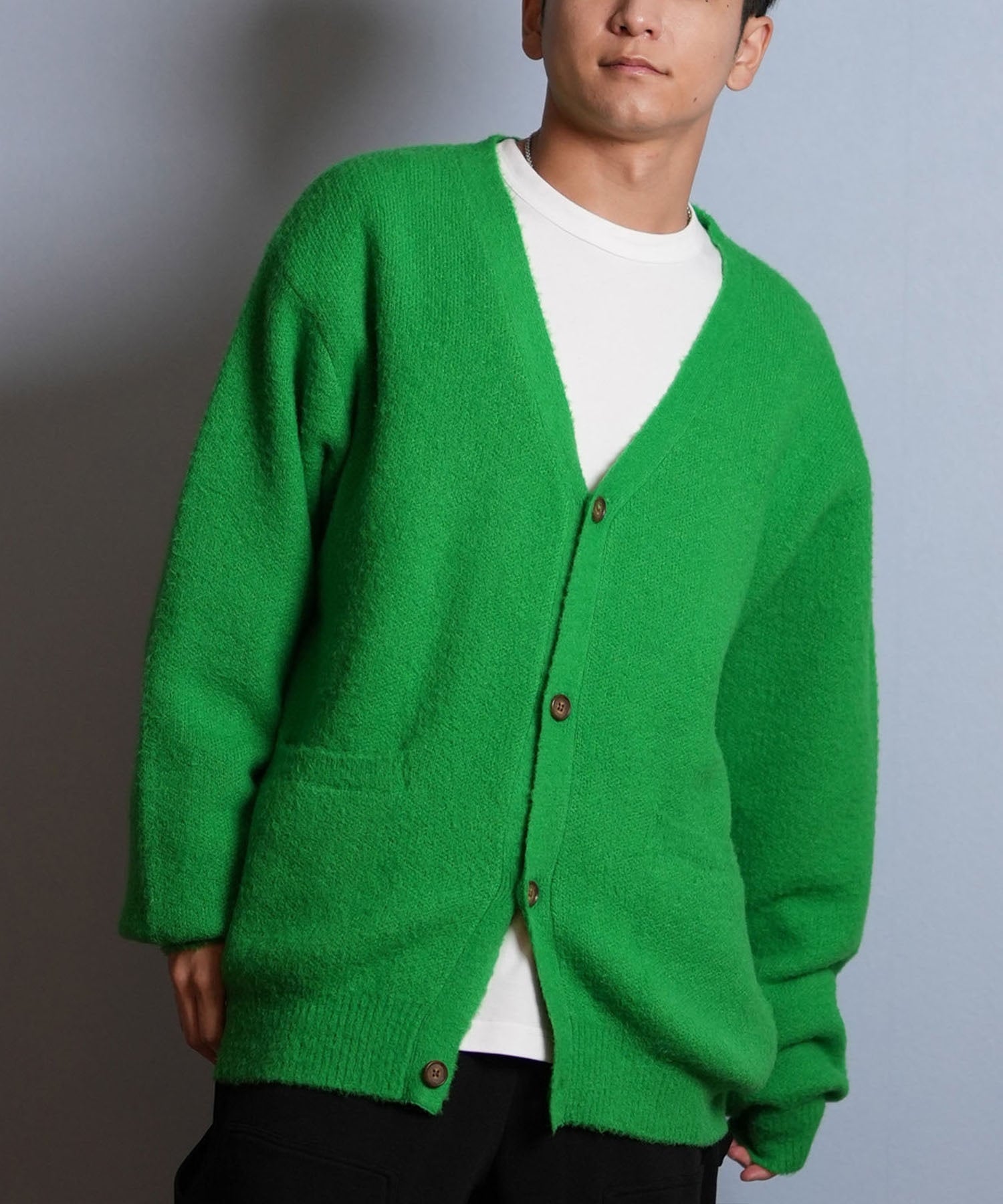DEAR LAUREL ディアローレル カーディガン ニット セーター メンズ KNIT CARDIGAN D25F-1302(GRN-M)