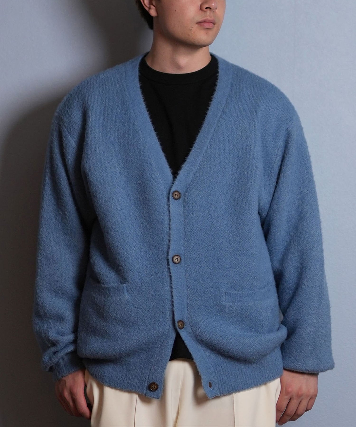 DEAR LAUREL ディアローレル カーディガン ニット セーター メンズ KNIT CARDIGAN D25F-1302(SAX-M)