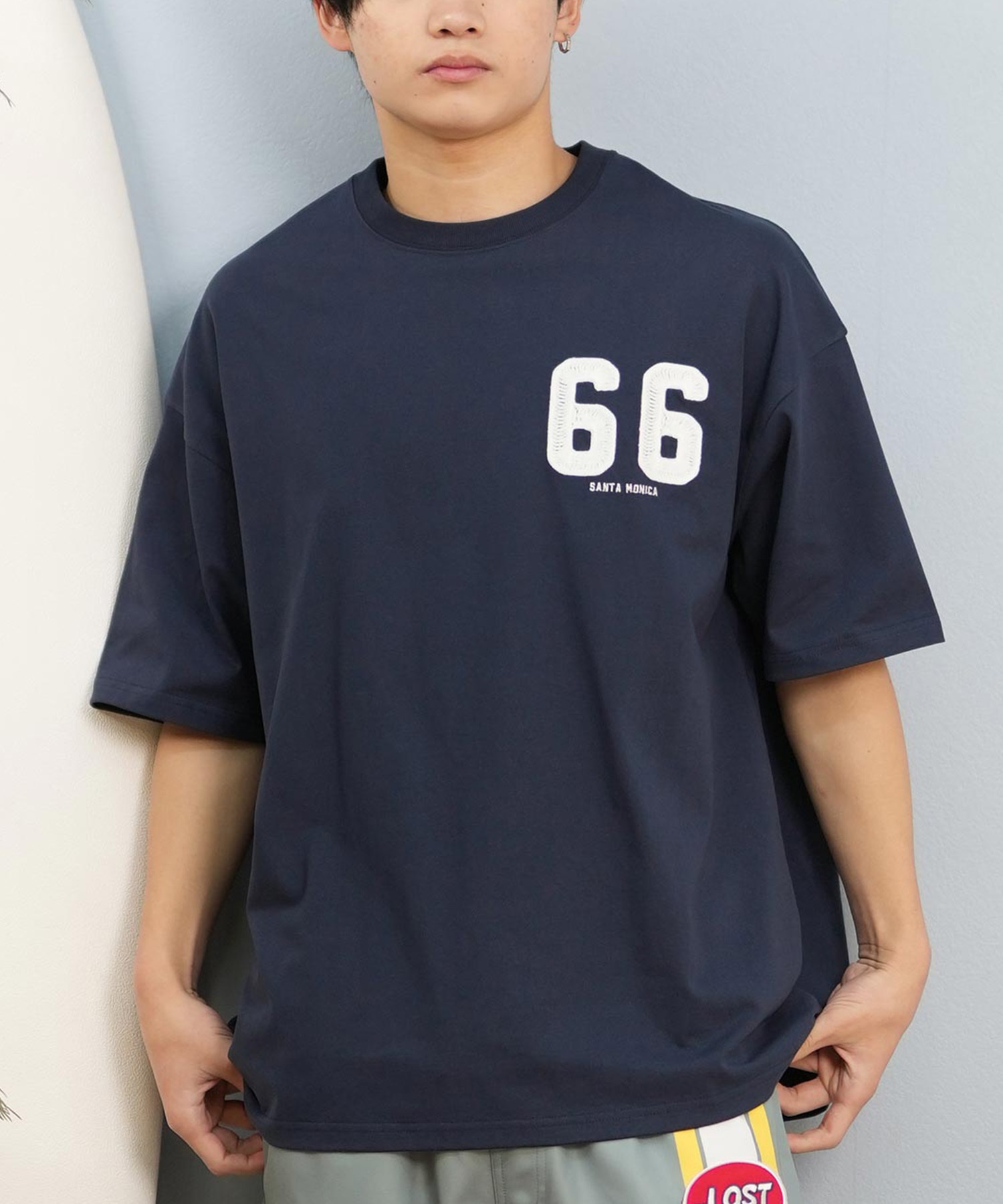 DEAR LAUREL ディアローレル 半袖 Tシャツ メンズ 抗菌防臭 UVケア 接触冷感 CAL PATCH TEE D25S2105(NVY-M)