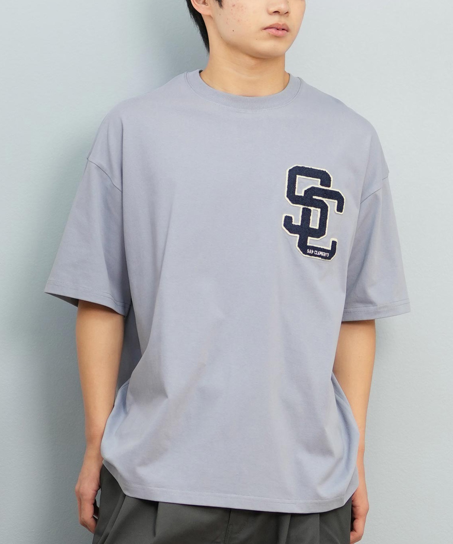 DEAR LAUREL ディアローレル 半袖 Tシャツ メンズ 抗菌防臭 UVケア 接触冷感 CAL PATCH TEE D25S2105(SAX-M)