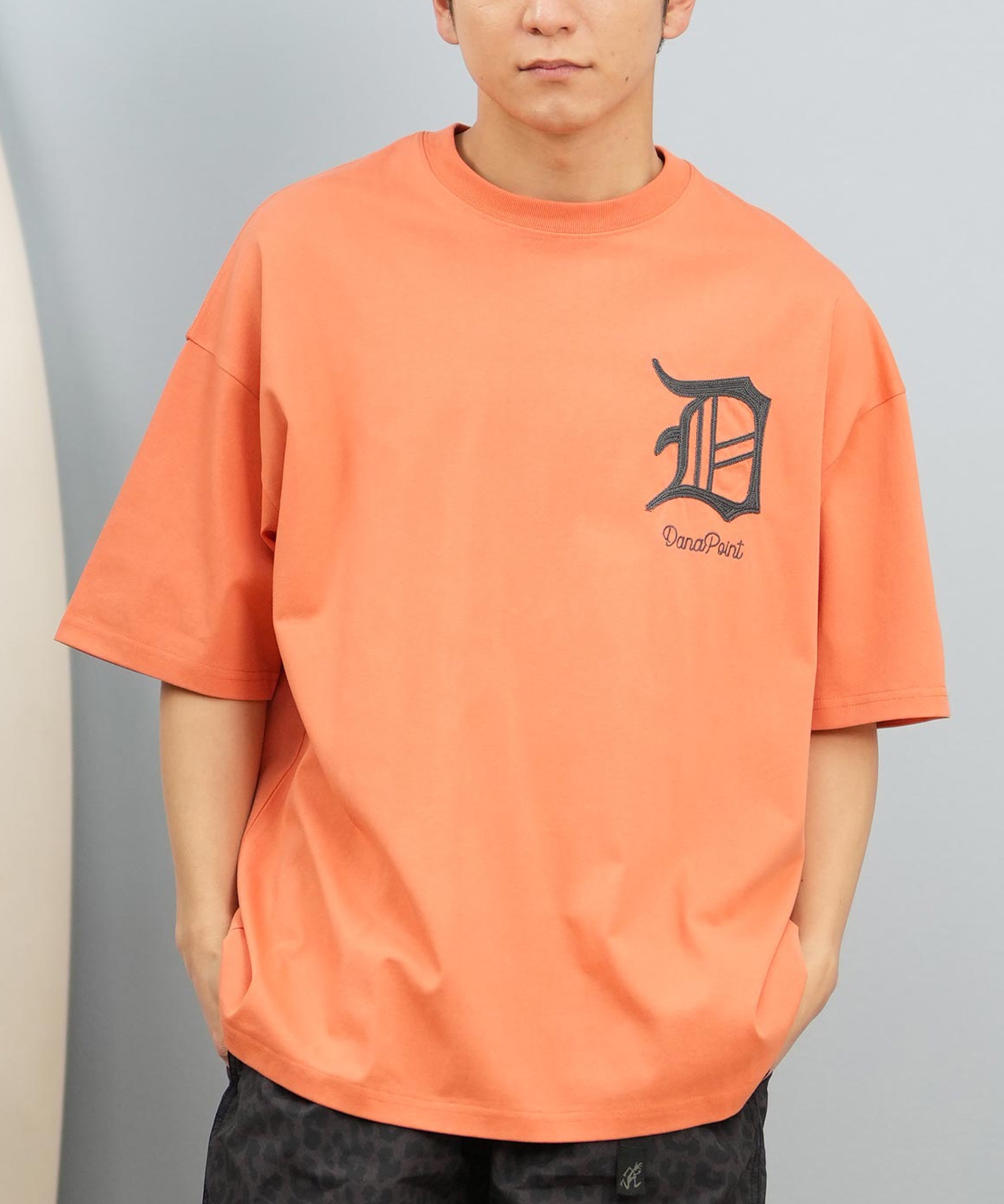 DEAR LAUREL ディアローレル 半袖 Tシャツ メンズ 抗菌防臭 UVケア 接触冷感 CAL PATCH TEE D25S2105(ORG-M)