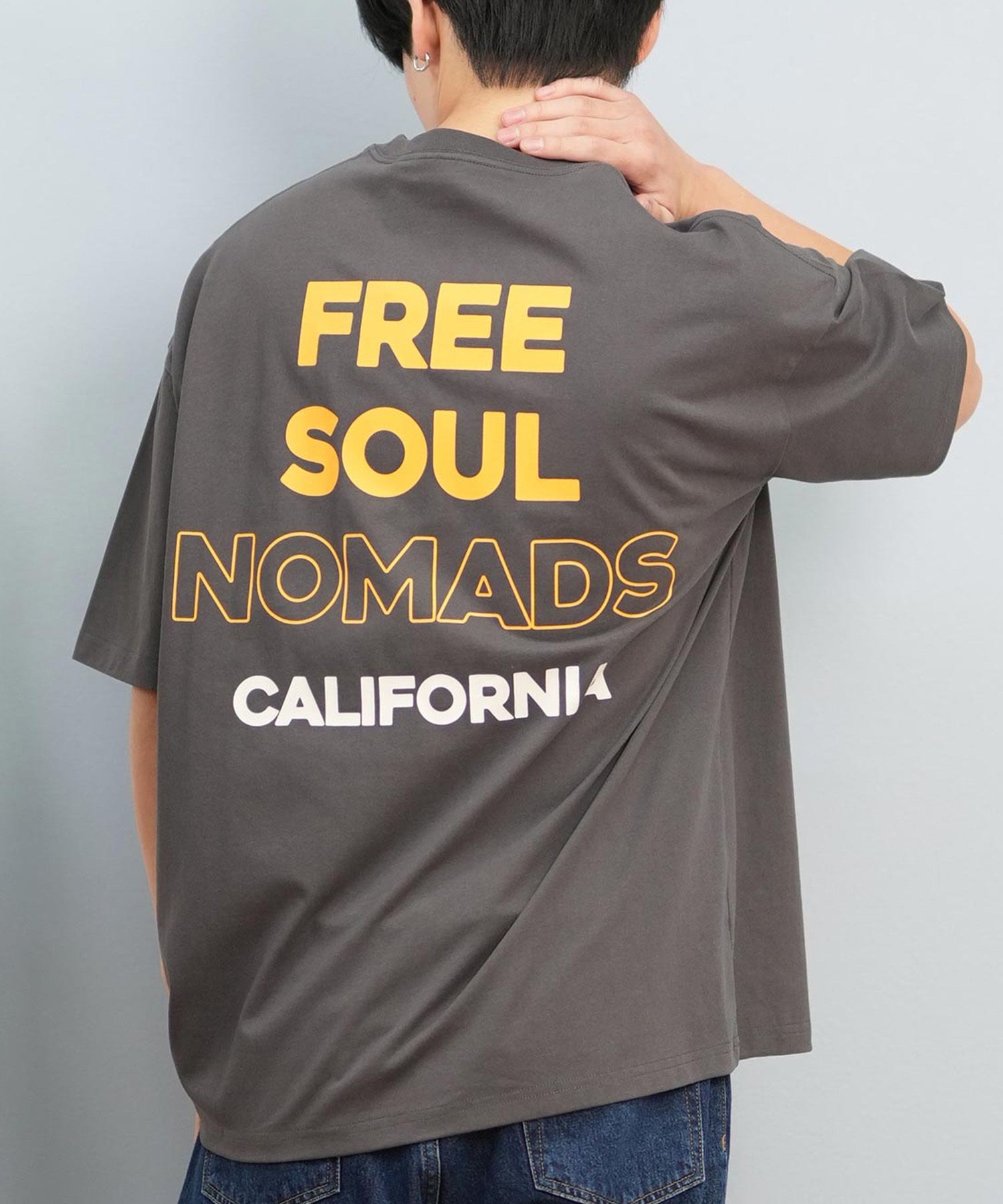 DEAR LAUREL ディアローレル 半袖 Tシャツ メンズ バックプリント 抗菌防臭 UVケア 接触冷感 CAL MESSAGE TEE D25S2107(BLK-M)