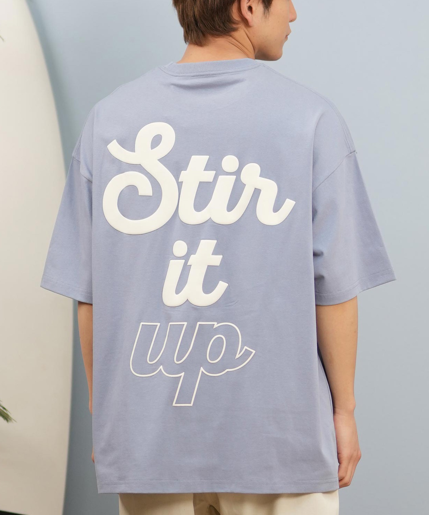 DEAR LAUREL ディアローレル 半袖 Tシャツ メンズ バックプリント 抗菌防臭 UVケア 接触冷感 CAL MESSAGE TEE D25S2107(SAX-M)