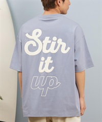 DEAR LAUREL ディアローレル 半袖 Tシャツ メンズ バックプリント 抗菌防臭 UVケア 接触冷感 CAL MESSAGE TEE D25S2107(SAX-M)