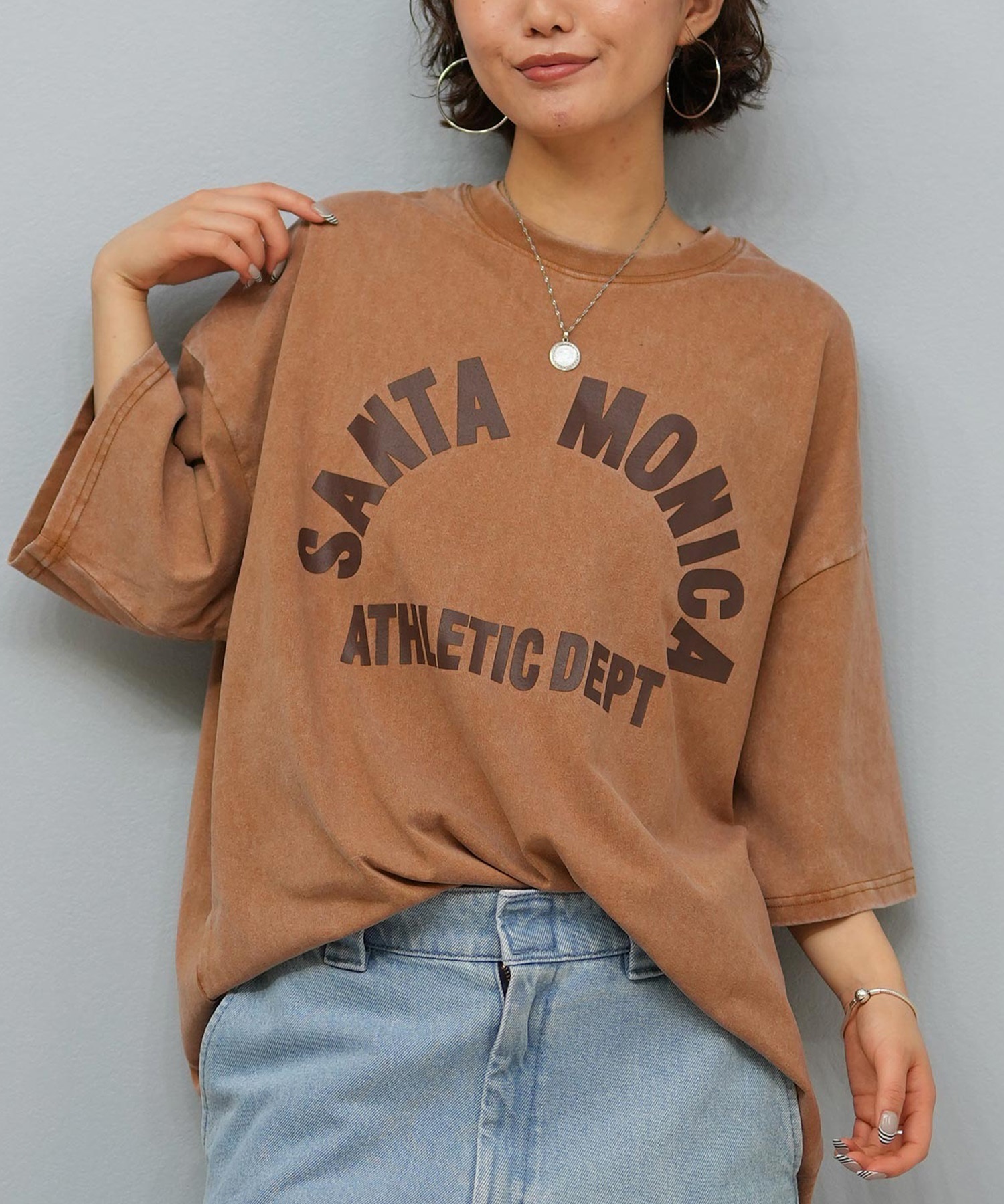 DEAR LAUREL ディアローレル 半袖 Tシャツ メンズ フロントプリント ヴィンテージ風 JM SANTA MONICA DL25S-JM01(ORG-M)