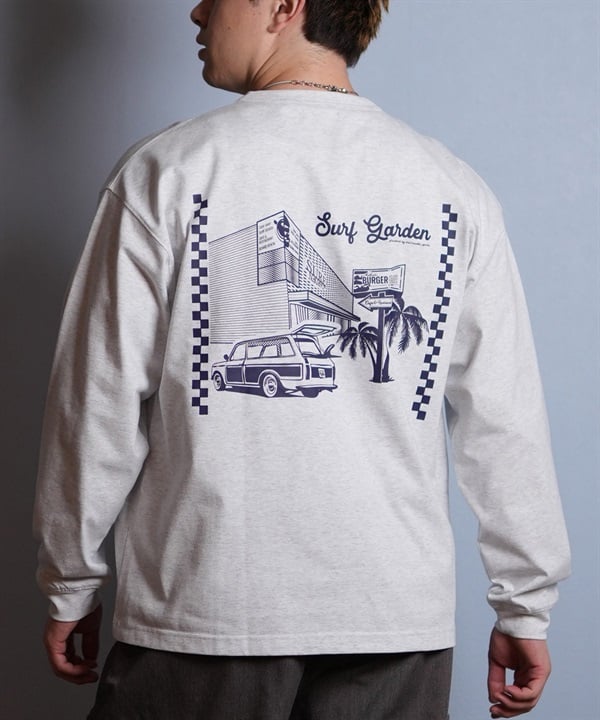 DEAR LAUREL ディアローレル 長袖 Tシャツ ロンT メンズ バックプリント SURF GARDEN LONG SLEEVE D25F-2201