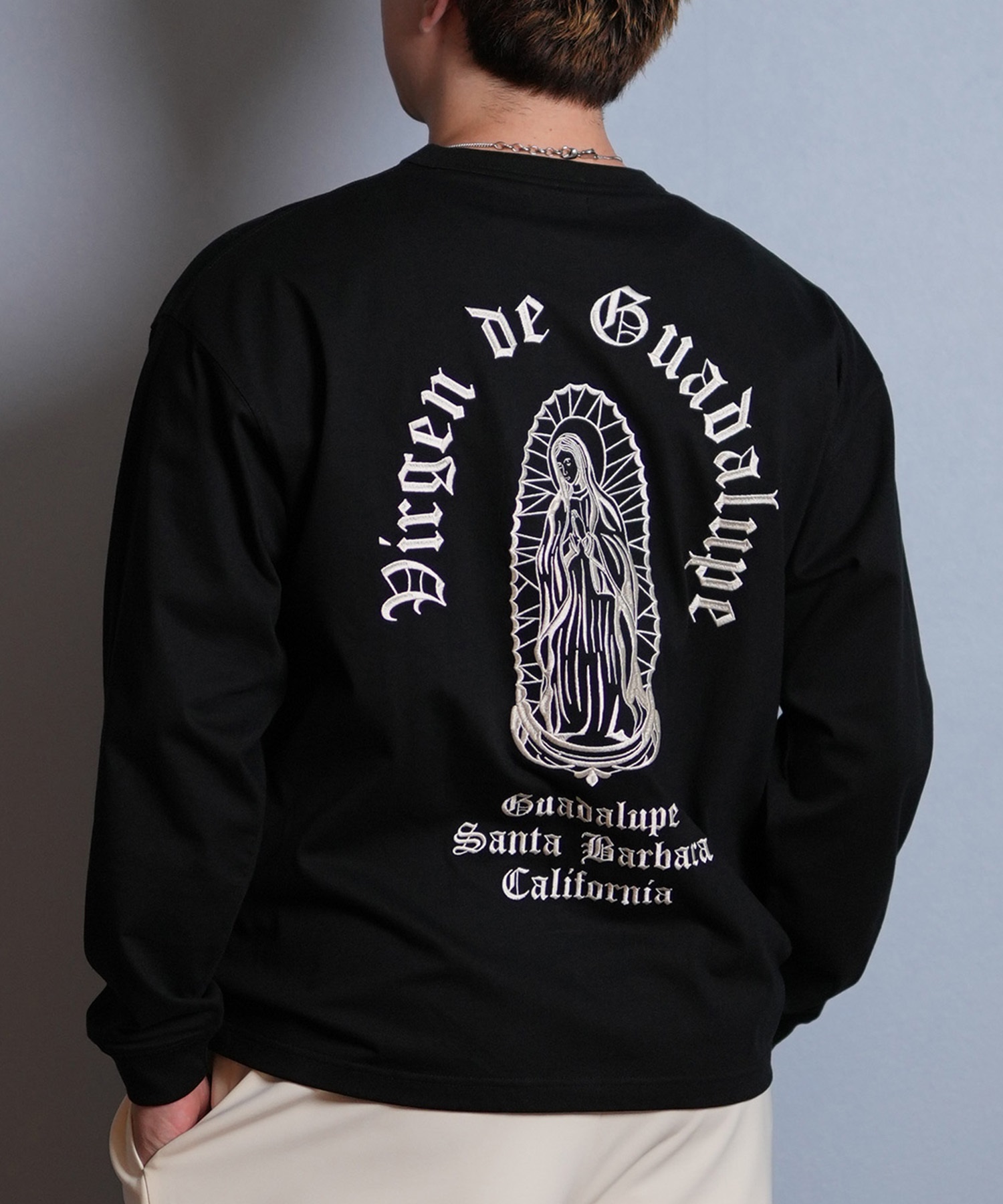 DEAR LAUREL ディアローレル 長袖 Tシャツ ロンT メンズ バックプリント MARIA LONG SLEEVE D25F-2202(BLK-M)