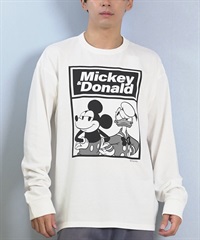 DEAR LAUREL ディアローレル × Disney ディズニー × JM コラボ 長袖 Tシャツ ロンT メンズ ミッキー ドナルド DL25F-JM2203(WHT-M)