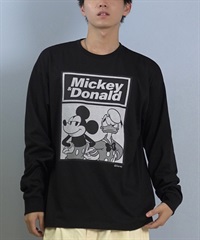 DEAR LAUREL ディアローレル × Disney ディズニー × JM コラボ 長袖 Tシャツ ロンT メンズ ミッキー ドナルド DL25F-JM2203(BLK-M)