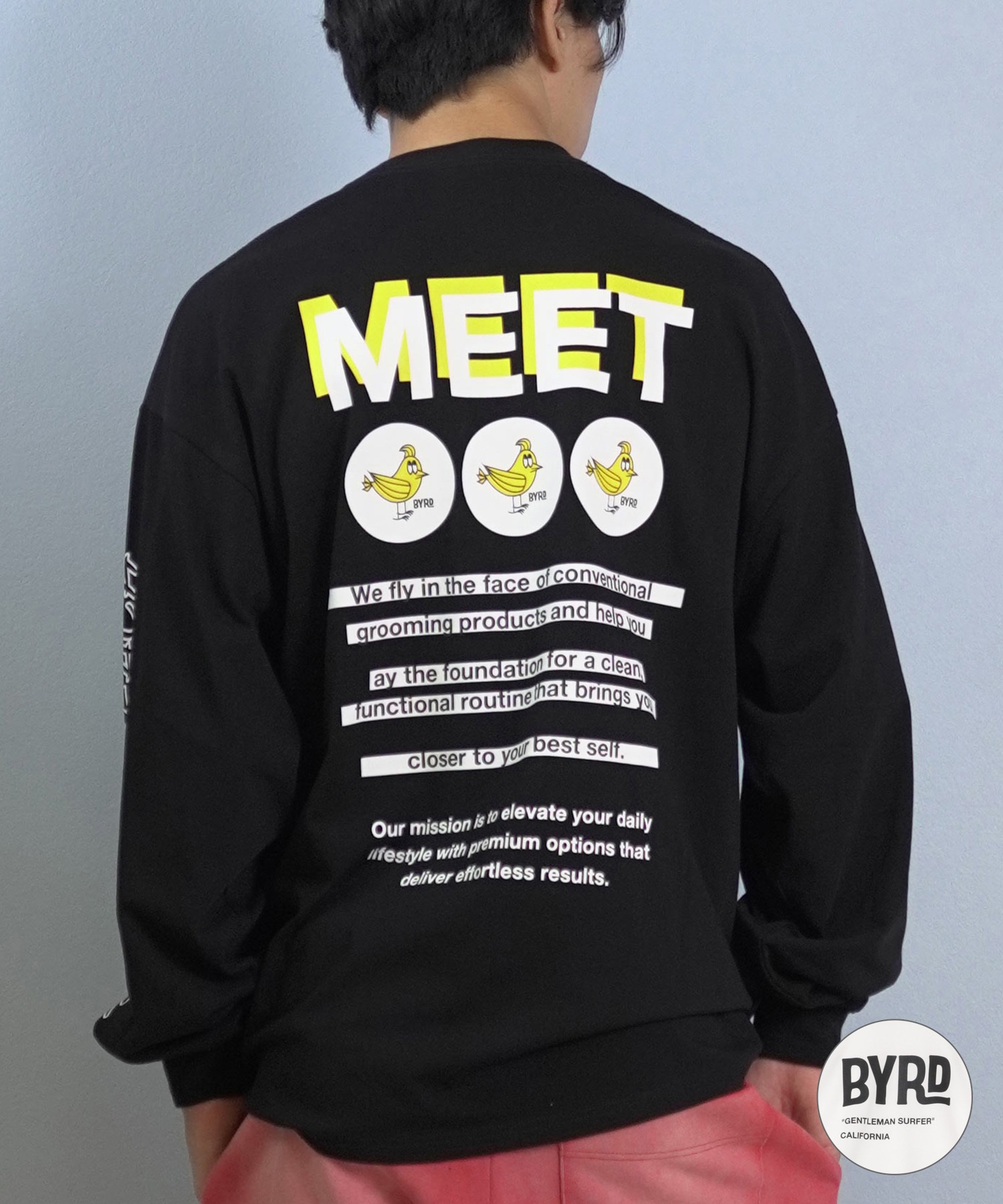 DEAR LAUREL ディアローレル × BYRD バード コラボ 長袖 Tシャツ ロンT メンズ バックプリント DL25F-BYRD01(WHT-M)