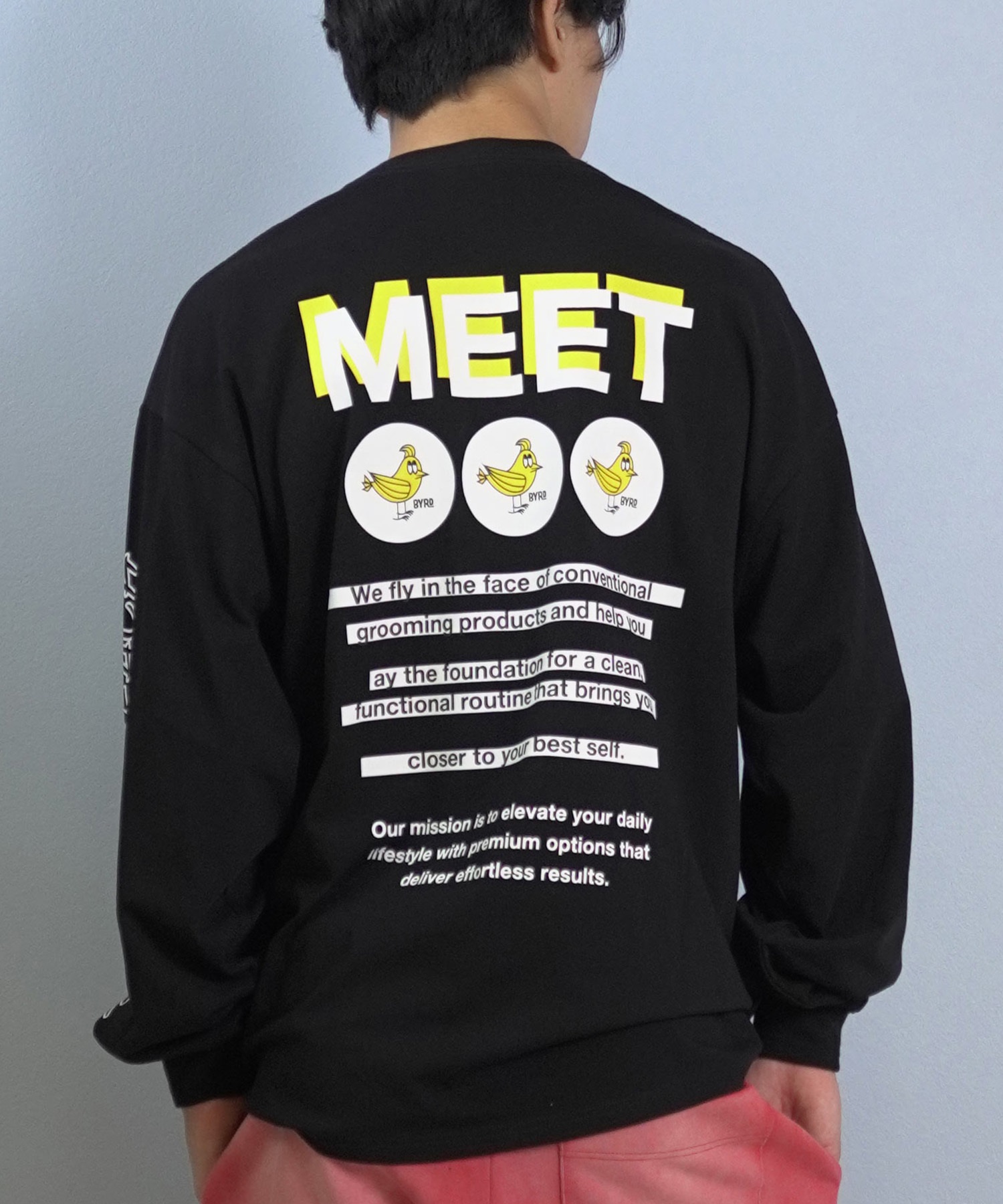 DEAR LAUREL ディアローレル × BYRD バード コラボ 長袖 Tシャツ ロンT メンズ バックプリント DL25F-BYRD01(BLK-M)