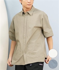 DEAR LAUREL ディアローレル 半袖 シャツ メンズ シアサッカー素材 軽量 ストレッチ 速乾 SEERSUCKER SHIRT D25S2404(OFF-M)